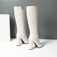 WETKISS Vente en gros OEM Chaussures pour femmes matures, Bottes à talons hauts, Bottes longues à talon carré style western pour femmes, Bottes hautes jusqu'au genou pour soirée
