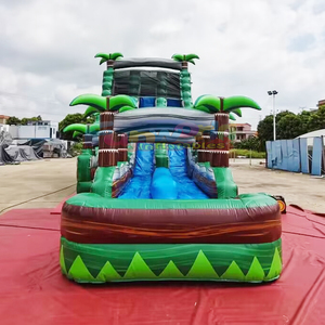 Giant outdoor bounce <b>house</b> commercial tobogan acuatico hinchable tropical <b>inflatable</b> double water slide with splash pool - Product Image 5