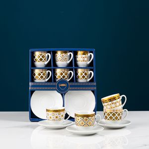 Tazze in <span class=keywords><strong>ceramica</strong></span> <span class=keywords><strong>turca</strong></span> araba set di tavolini da caffè in stile europeo tazza moderna di lusso set regalo promozionale di 6 tazze da caffè e piattino - Product Image 2