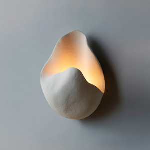 Ins Aesthetic Wabi Sabi Organic Teardrop Ceramic Wall Lamp Matte Rough Texture Irregular Curved LED Wall <b>Sconce</b> Neutral Warm - Product Image 4