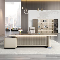 Ensemble de chaises de bureau de direction au design moderne et luxueux, bureau en L personnalisable en bois pour grands bureaux et immeubles de bureaux