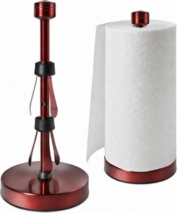 Portarrollos de Papel para Encimera, Desgarre con una Sola Mano, Acero Inoxidable, Base Pesada, para Cocina, Baño, Esenciales del Estilo Rústico - Rojo - Product Image 1