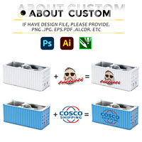 Cadeau de bureau créatif personnalisé 1:30 conteneur d'expédition modèle porte-stylo pour la promotion de bureau porte-crayon vase porte-stylo en plastique avec logo