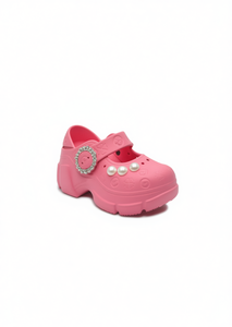 Zoccoli con plateau e perle, stile Mary Jane, scarpe estive per donne e ragazze, taglia 21, morbidi, leggeri, in plastica, con punta chiusa - Product Image 1