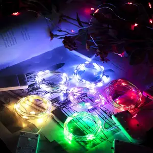 Wholesale 2M 20Led Battery Operated Christmas Starry Lights CR2032 Button Battery Mini Copper Wire LED Fairy String Lights