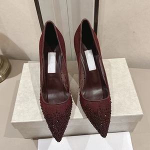 Chaussures habillées de créateur de haute qualité pour femmes, à enfiler, classiques, en tissu maillé orné de cristaux, à bout pointu, talons fins, respirantes - Product Image 3