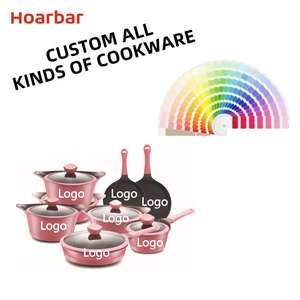 14 шт. Классическая Корейская модель, набор посуды из литого алюминия, Экологически чистая керамика, покрытая силиконовой стеклянной крышкой - Product Image 2