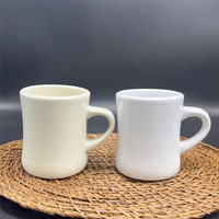Tasse en céramique blanche crème à taille fine, mug personnalisé pour restaurant et café, cadeau promotionnel, tasse à café et lait en céramique épaisse