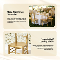 Chaises de banquet empilables en plastique doré Chiavari pour événements, hôtels et fêtes, vente en gros à bas prix
