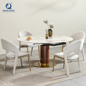 <span class=keywords><strong>Table</strong></span> de salle à manger extensible sur mesure <span class=keywords><strong>Table</strong></span> extensible rectangulaire pivotante moderne de luxe en ardoise <span class=keywords><strong>ronde</strong></span> avec dessus en forme de roche - Product Image 1