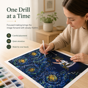 Kit de Peinture Diamant sur Toile Imprimée Inspiré de <span class=keywords><strong>Van</strong></span> <span class=keywords><strong>Gogh</strong></span> + Expression Artistique Classique + Diamants Scintillants Spéciaux + Écologique - Product Image 3