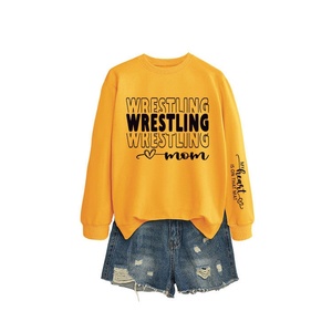 WRESTLING MOM My Heart IS Summer Einfaches, lässiges, langärmliges Damen-Sweatshirt mit Rundhalsausschnitt und Schriftzug aus lockerem Polyester/Baumwolle - Product Image 2