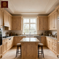 Meubles de cuisine en bois massif sur mesure, style européen de luxe, armoires classiques en chêne, ensemble complet, fabrication chinoise, villa de campagne