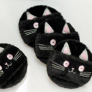 Puff cosido gato negro lindo diseño personalizado algodón y microfibra suave <span class=keywords><strong>maquillaje</strong></span> Puff para polvos sueltos - Product Image 3