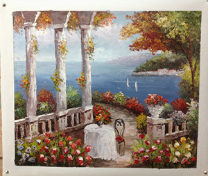 Toile d'art mural d'hôtel fait à la main, affiche un couteau lourd, <span class=keywords><strong>peinture</strong></span> à l'huile méditerranéen abstraite <span class=keywords><strong>paysage</strong></span> - Product Image 6