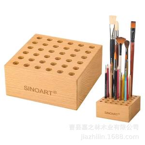 Soporte de madera para bolígrafos, forma cuadrada, para lápices y pinceles, estante de almacenamiento - Product Image 3