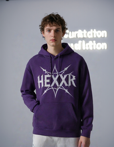 Sudadera con Capucha de Algodón Tejido Impermeable con Estampado de Araña, Estilo Urbano para Hombre 2026, Holgada, Informal, Divertida, con Técnica de Lavado - Product Image 1