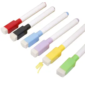 6支/批彩色墨水白板记号笔套装带橡皮擦记号笔儿童礼品文具可擦记号笔