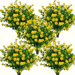 Planta Artificial de Eucalipto Jinhe con 7 Ramas, Flores Amarillas de Seda, Decoración Interior y Exterior, Arreglo de Vegetación - Product Image 1