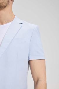Completo Estivo da <span class=keywords><strong>Uomo</strong></span> in <span class=keywords><strong>Lino</strong></span> a 2 Pezzi, Manica Corta e Pantaloncini, OEM/ODM, Traspirante, Blu Cielo, Casual Elegante per Gentiluomini, Vendita all'Ingrosso - Product Image 6