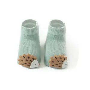 Thoáng Khí Phim Hoạt Hình Dễ Thương Cotton Hữu Cơ Grip 3D Động Vật Bé Búp Bê Vớ Giày Không Vớ Chống Trượt Cho Trẻ Mới Biết Đi