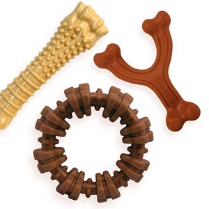 <strong>Nylabone</strong> Power <strong>Chew</strong> Textured Dog <strong>Chew</strong> Ring <strong>Toy</strong> Tough and Durable Dog <strong>Chew</strong> <strong>Toy</strong> for Aggressive Chewers Flavor Medley Large Souper