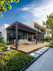 Gazebo Exterior Inteligente Bioclimático Eléctrico <span class=keywords><strong>de</strong></span> 3*6 4*6 <span class=keywords><strong>con</strong></span> Luces LED, Impermeable y Resistente al Viento, <span class=keywords><strong>con</strong></span> Persiana Enrollable para Piscina, Villa o Terraza - Product Image 2