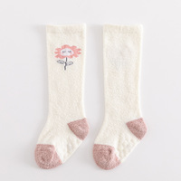 Chaussettes pour bébé nouveau-né en polaire corail jacquard, respirantes, antidérapantes, au-dessus du genou, en spandex/polyester, pour l'automne