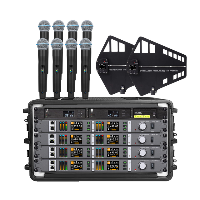 Professional Stage Performance True Diversity Wireless Microphone Set with Antenna Distribution System