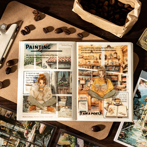 30 fogli Per confezione di <span class=keywords><strong>libro</strong></span> adesivo a schermo Modulare a doppio materiale che va a un tema di caffè retrò della serie di caffè - Product Image 3