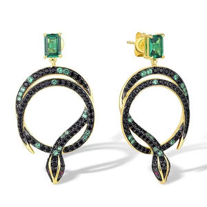 Pendientes de serpiente verde circón vintage de moda únicos para regalo unisex - Product Image 1