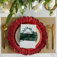 Assiette feuille de lotus en plastique de gros Décoration de fête de mariage en or pour la table à dîner