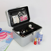 À la mode 13 pouces noir/rouge/argent PC boîte à ongles pour Salon Durable cosmétique organisateur Support personnalisation Portable étui de maquillage