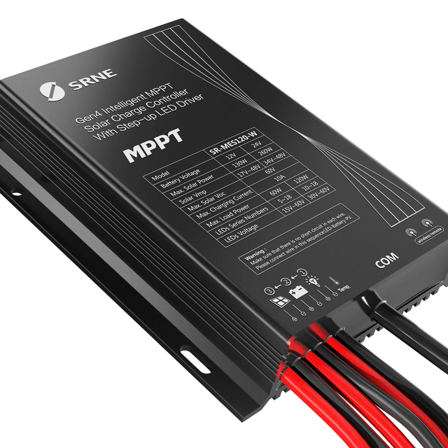 SRNE SR-MES60-W 12V 10A IP67 MPPT Solar Charge Controller with Human Body Sensing, 80W Load, 200W PV, for Street Lights