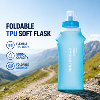 Gourde souple pliable imperméable en TPU de 500 ml, bouteille d'eau compressible, kit de survie pour le camping en plein air