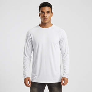 <b>Men's</b> White Full Sleeve Rash Guard 100% Polyester Quick Dry <b>Compression</b> <b>Shirt</b> <b>for</b> MMA Grappling UPF50+ - Product Image 1