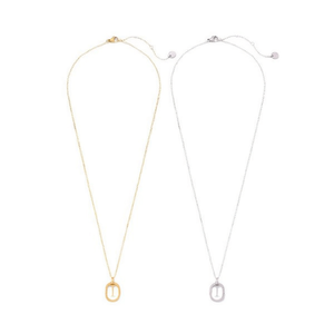 Collar de Cadena Fina, Oro, Plata, Acero, Colgante con Letra, Minimalista, Uso Diario, Cadena de Serpiente 45439 - Product Image 2