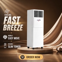 Climatiseur portable Airwens 9000 BTU à faible bruit, économie d'énergie, refroidissement et chauffage électriques, autonettoyant, roues faciles à déplacer, télécommande