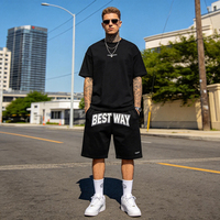 Streetwear d'été pour hommes, coupe ample, taille élastique, extensible, logo brodé personnalisé, respirant, écologique, en tissu éponge
