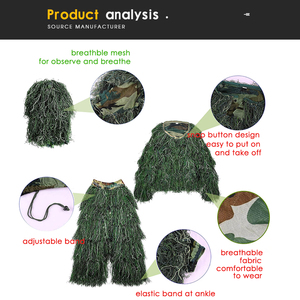 ชุดพรางตัว 5 in 1 Ghillie Suit ลายพราง 3 มิติ สำหรับการล่าสัตว์ ประกอบด้วยเสื้อแจ็คเก็ต กางเกง ฮู้ด และกระเป๋าพกพา เหมาะสำหรับผู้ใหญ่ ขนาดฟรีไซส์ - Product Image 5