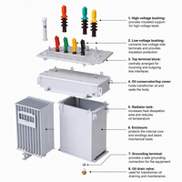 Transformateur de puissance immergé dans l'huile à trois enroulements S11, entrée 10 kV, sortie 400 V, 50 Hz 60 Hz