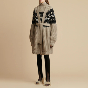 Produttori di maglieria Custom primavera autunno <span class=keywords><strong>cintura</strong></span> scollo a v ampio <span class=keywords><strong>Cardigan</strong></span> <span class=keywords><strong>lungo</strong></span> Casual donna maglia 2023 <span class=keywords><strong>Cardigan</strong></span> maglione donna - Product Image 5