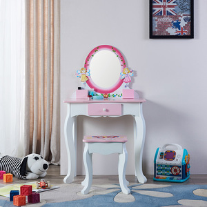 Lovely Mirror Kids <strong>Dressing</strong> <strong>Table</strong> for Lady Girl <strong>Princess</strong> Chair Set Kids Wood Vanity <strong>Table</strong> - Product Image 5