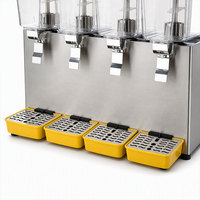 Distributeur de boissons froides commercial 16L x 4, machine à jus multi-saveurs à quatre réservoirs en acier inoxydable pour hôtel et buffet