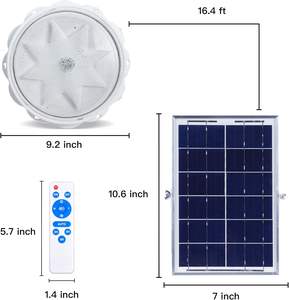 Plafonnier solaire LED en gros pour jardin avec télécommande IP65, couverture de 30 pieds carrés, rechargeable, vente directe usine - Product Image 5