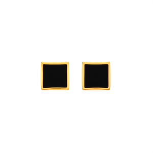 Fashion <b>Stud</b> <b>Earrings</b> 316L Stainless Steel PVD Gold Plating <b>Black</b> Square Design For Women Jewelry - Product Image 2