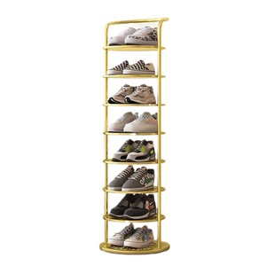 Étagère à chaussures en métal contemporaine empilable à 5 niveaux, structure en fer, design compact et étroit, à poser au sol, pour entrée/hall - Product Image 1