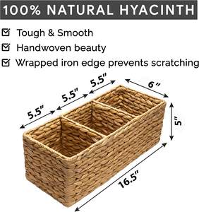 Compartiments du plateau du réservoir des toilettes naturelles OEM à l'arrière de la toilette Panier de rangement en jacinthe d'eau pour décoration féminine - Product Image 2