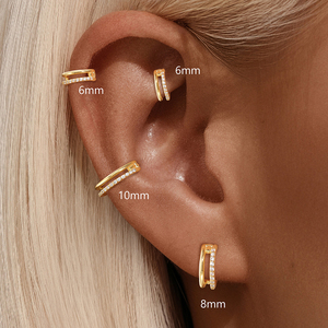 Boucle d'oreille manchette double couche en argent sterling S925 avec zircone cubique 6mm 8mm 10mm, style minimaliste, pour hélix et contour d'oreille - Product Image 5