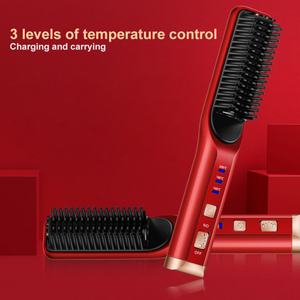 Peigne chauffant sans fil pour cheveux, mini-outils de coiffage pour barbe, brosse lissante rechargeable sans fil pour voyage - Product Image 4